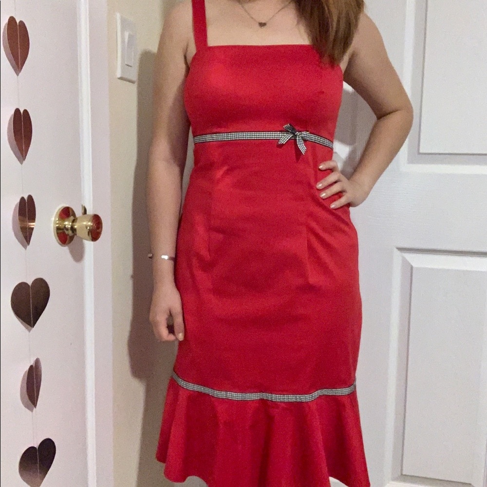 Summer Ruffle Red Dress - Picture 2 of 5